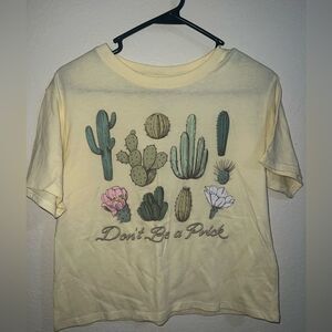 CUTE SUMMER CROPPED TEE! 🌵 CACTUS DESIGN “ DON’T BE A PRICK”- size MED NWOT